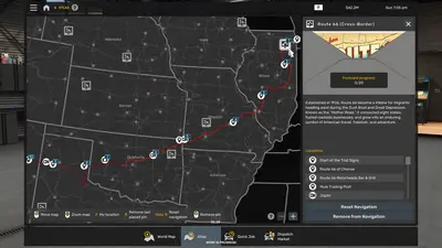Route 66 Cross-Border Tourist Board shown on the Atlas map in American Truck Simulator 1.62